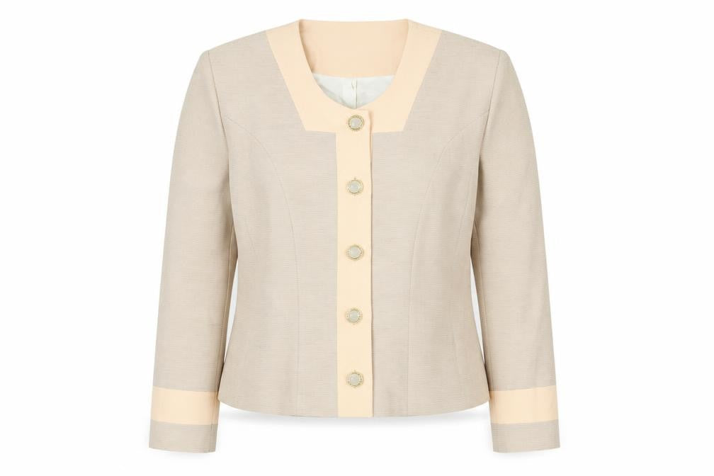 Teri Buckley Women's Beige Blazer, Size 12, Five-Button