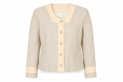 Teri Buckley Women's Beige Blazer, Size 12, Five-Button