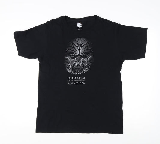 Kiwi Planet Men's Black M Graphic Cotton T-Shirt