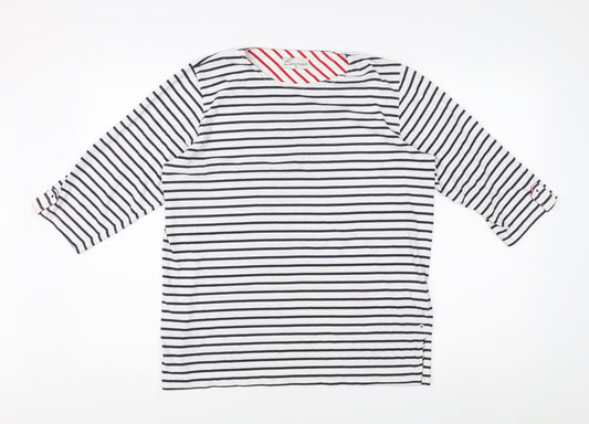 Errroco Women's White Striped 3/4 Sleeve T-Shirt Size 12