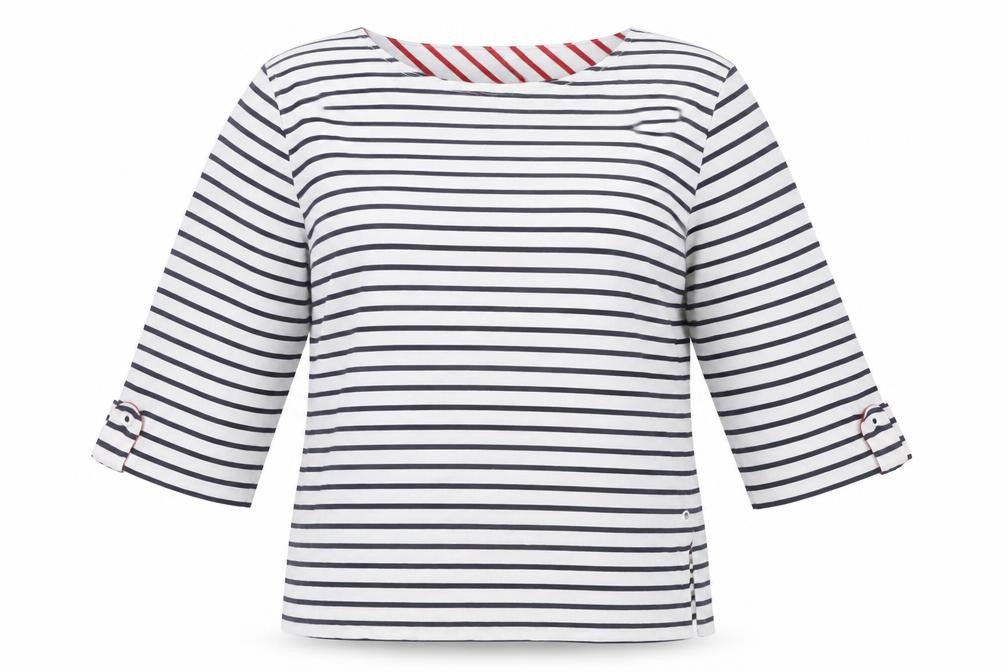 Errroco Women's White Striped 3/4 Sleeve T-Shirt Size 12