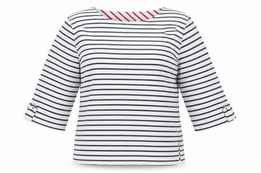 Errroco Women's White Striped 3/4 Sleeve T-Shirt Size 12