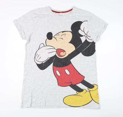 Preloved Disney Unisex Grey Mickey Mouse T-Shirt S Casual - Front