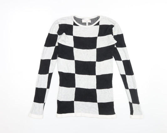 Gianni Feraud Women's Black Check Pullover Jumper, Size 10