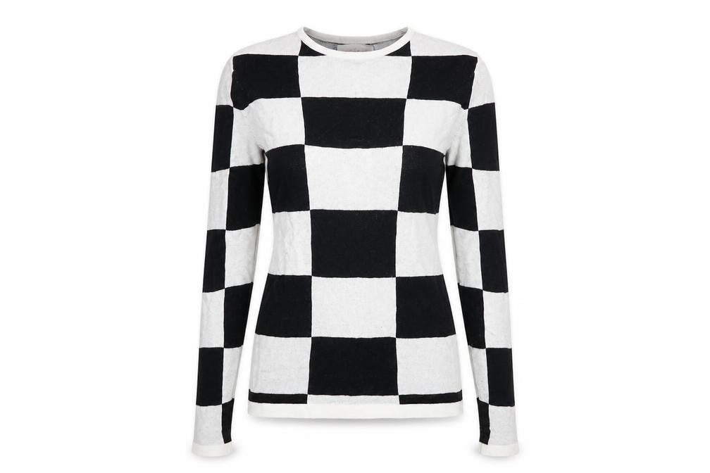 Gianni Feraud Women's Black Check Pullover Jumper, Size 10