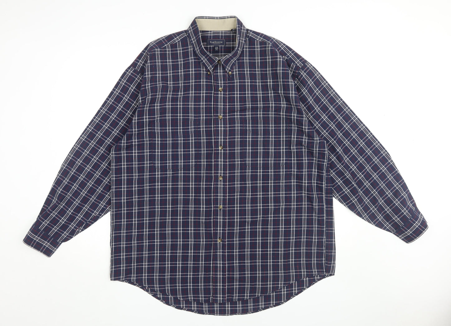 Van Heusen Men's Large Plaid Button-Up Shirt Multicoloured