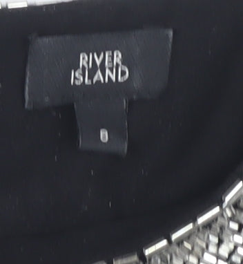 River Island Women's Black Striped Top Size 8