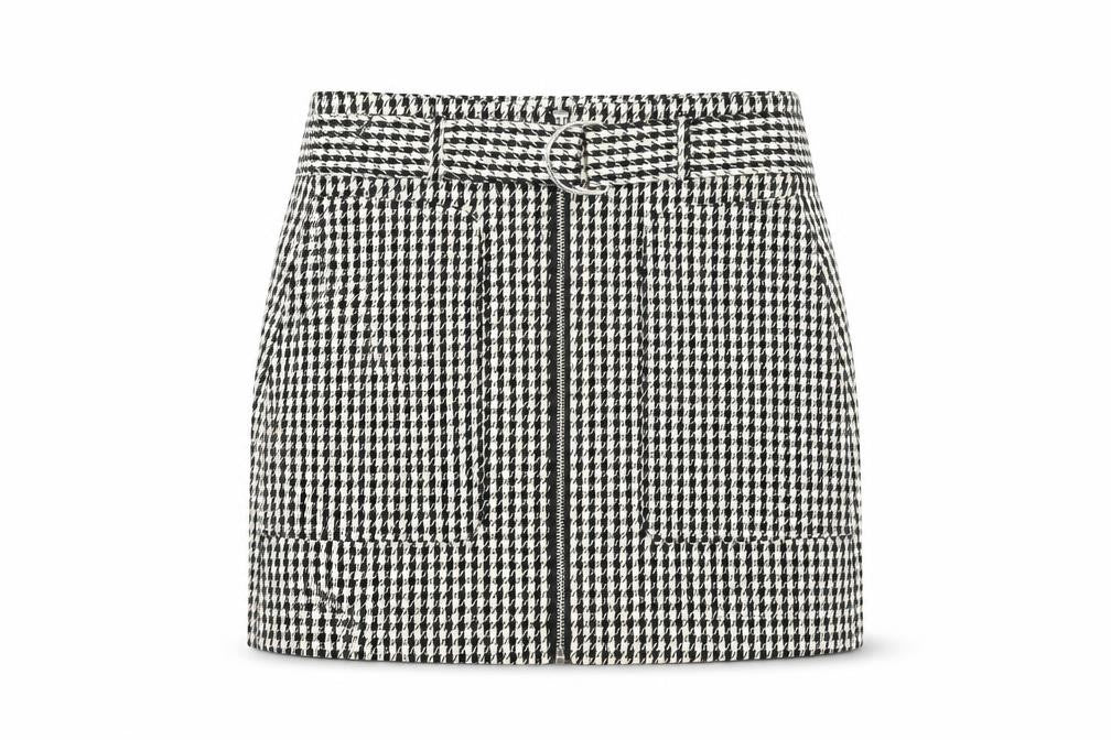 Stradivarius Women's Black Check Skirt Size 8