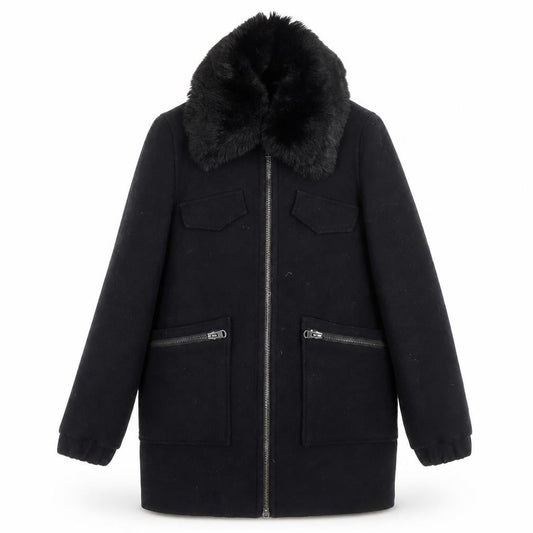 Topshop Women's Black Wool Overcoat Size 10