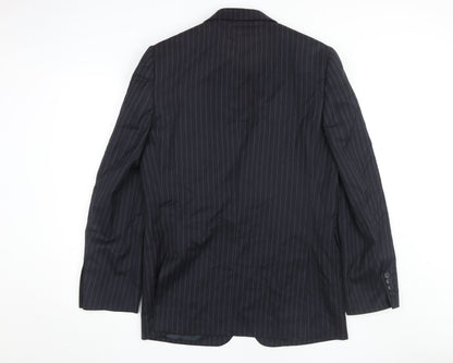 Back view of Jaeger Men's Black Striped Blazer -, size 40L