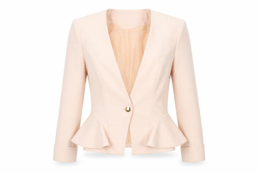 Front view of Miss Selfridge Beige Blazer Women UK 8 Slim Fit