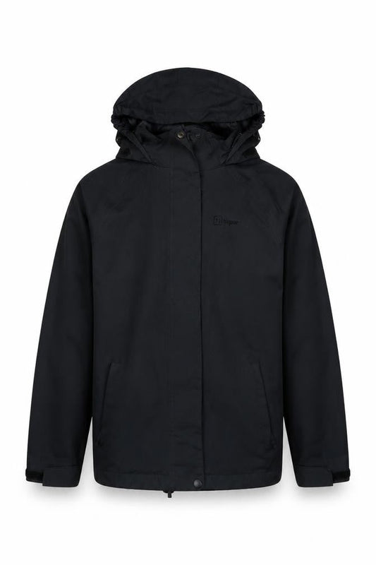 Front view of Hi Gear boys’ black parka jacket age 11 waterproof