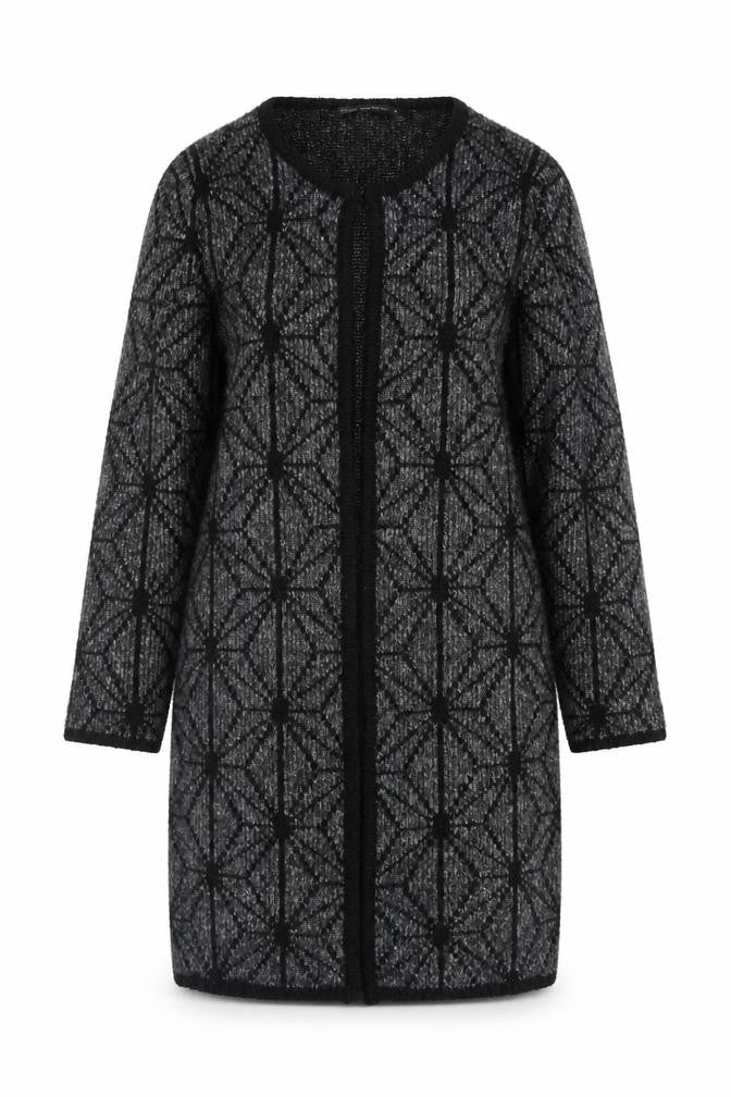 Steps Women’s Black Cardigan Geometric Knit M