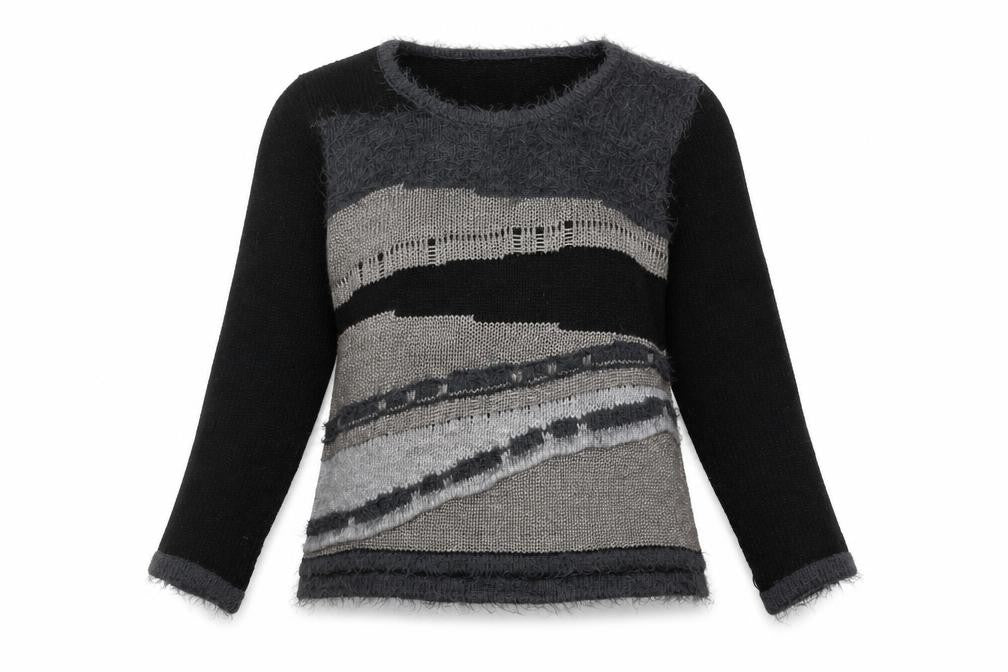 Chianti Women's Black Grey Pullover Jumper Size L