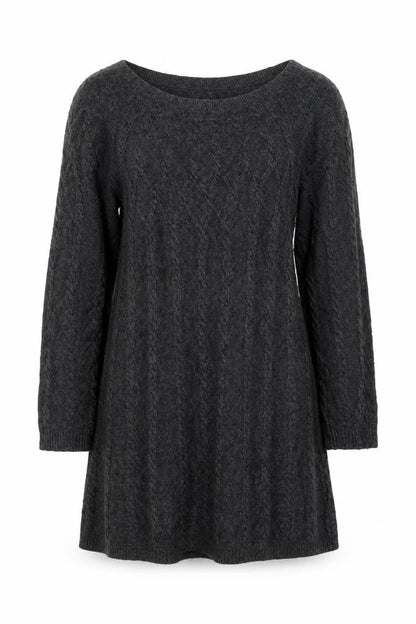 Women's Black Cable-Knit Boat Neck Pullover, Size 12