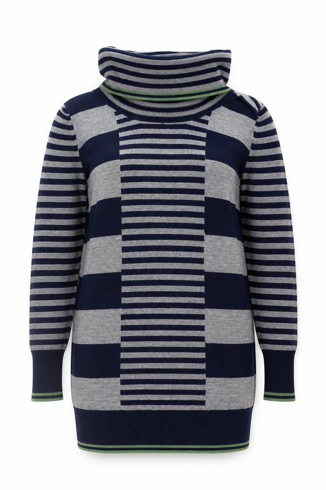 Marks & Spencer Women's Grey/Blue Striped Pullover Jumper Size 10