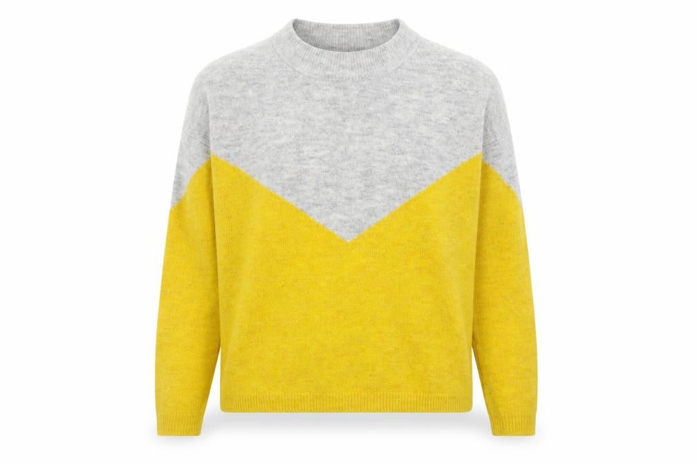 Vero Moda Women's Grey & Yellow Pullover Jumper, Size S
