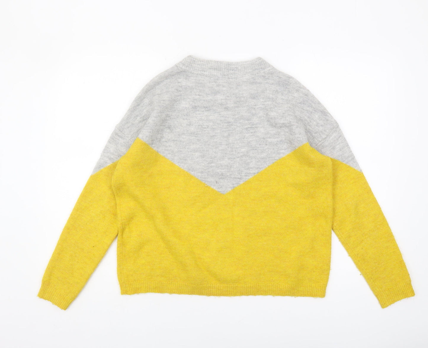 Vero Moda Women's Grey & Yellow Pullover Jumper, Size S