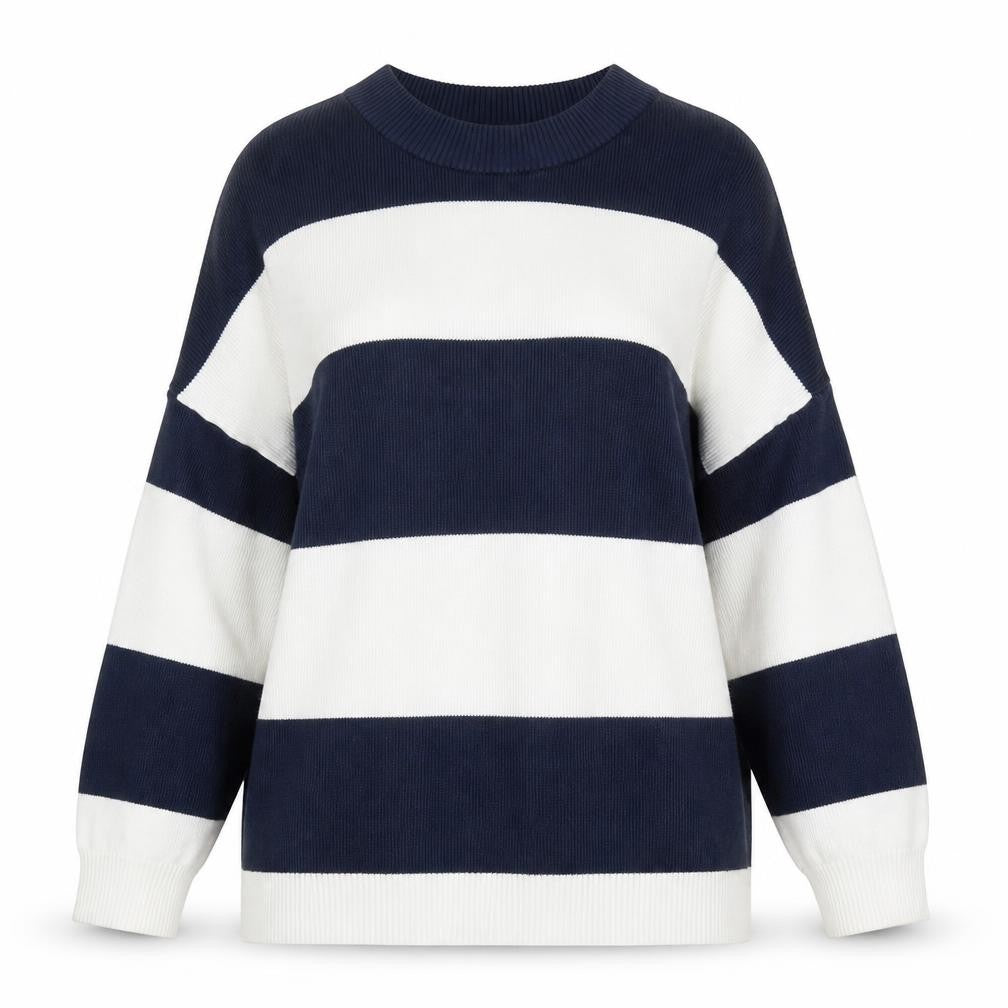 bpc Women's Blue Striped Pullover Jumper M