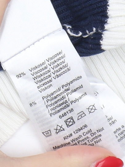 Close-up detail of bpc Women's Blue Striped jumper M