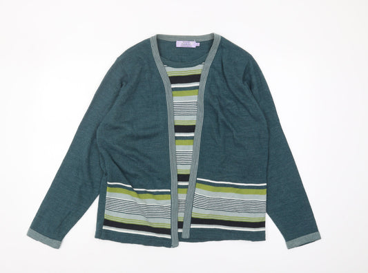 Honor Millburn Women's Blue Striped Cardigan M