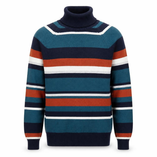Cotton Traders Men's XS Striped Roll Neck Jumper