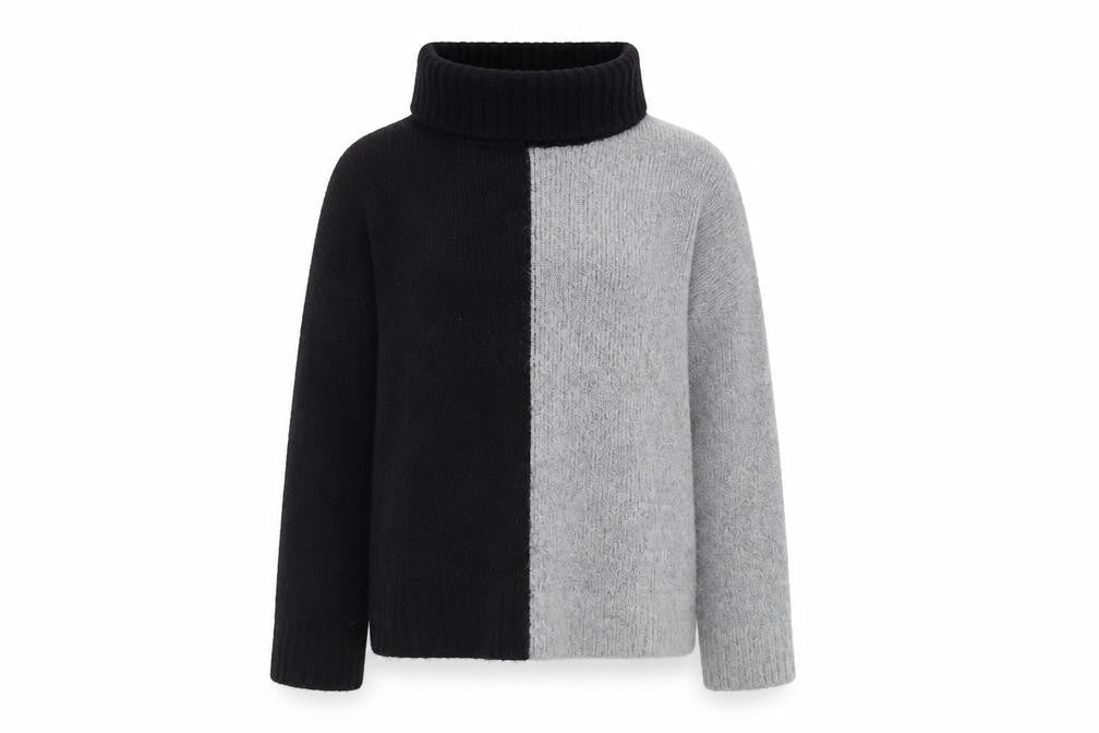 Brave Soul Women's Roll Neck Pullover Jumper, M, Black/Grey
