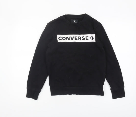 Converse Boys Black Sweatshirt, Size M, Crew Neck