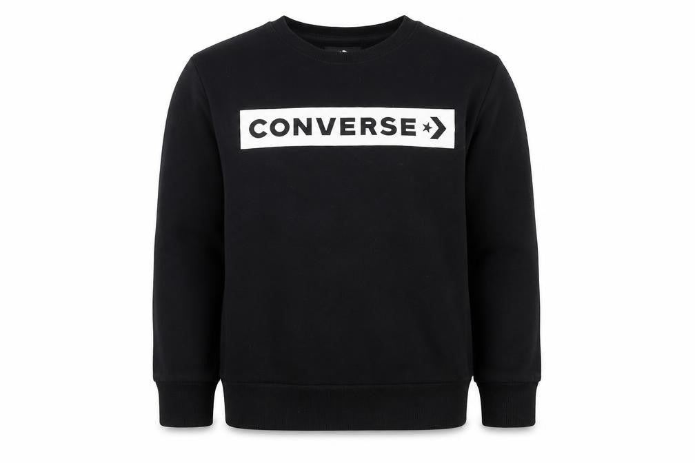 Converse Boys Black Sweatshirt, Size M, Crew Neck