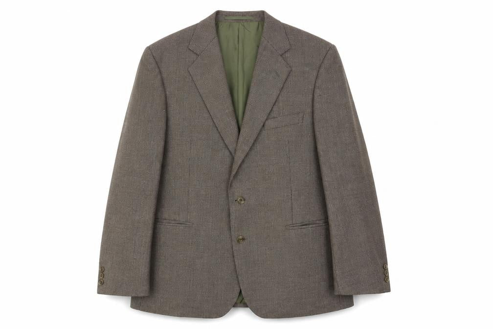 Steegan Men's Brown Check Wool Blazer 42R Regular Fit
