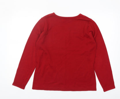Classics Women's Red V-Neck Pullover Jumper Size 12