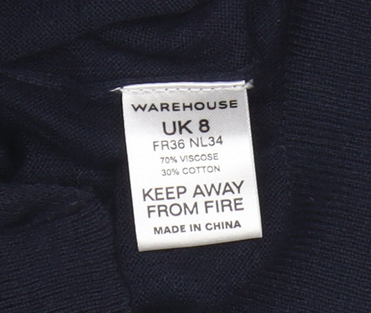 Warehouse Women's Blue Long Sleeve Jumper Size 8