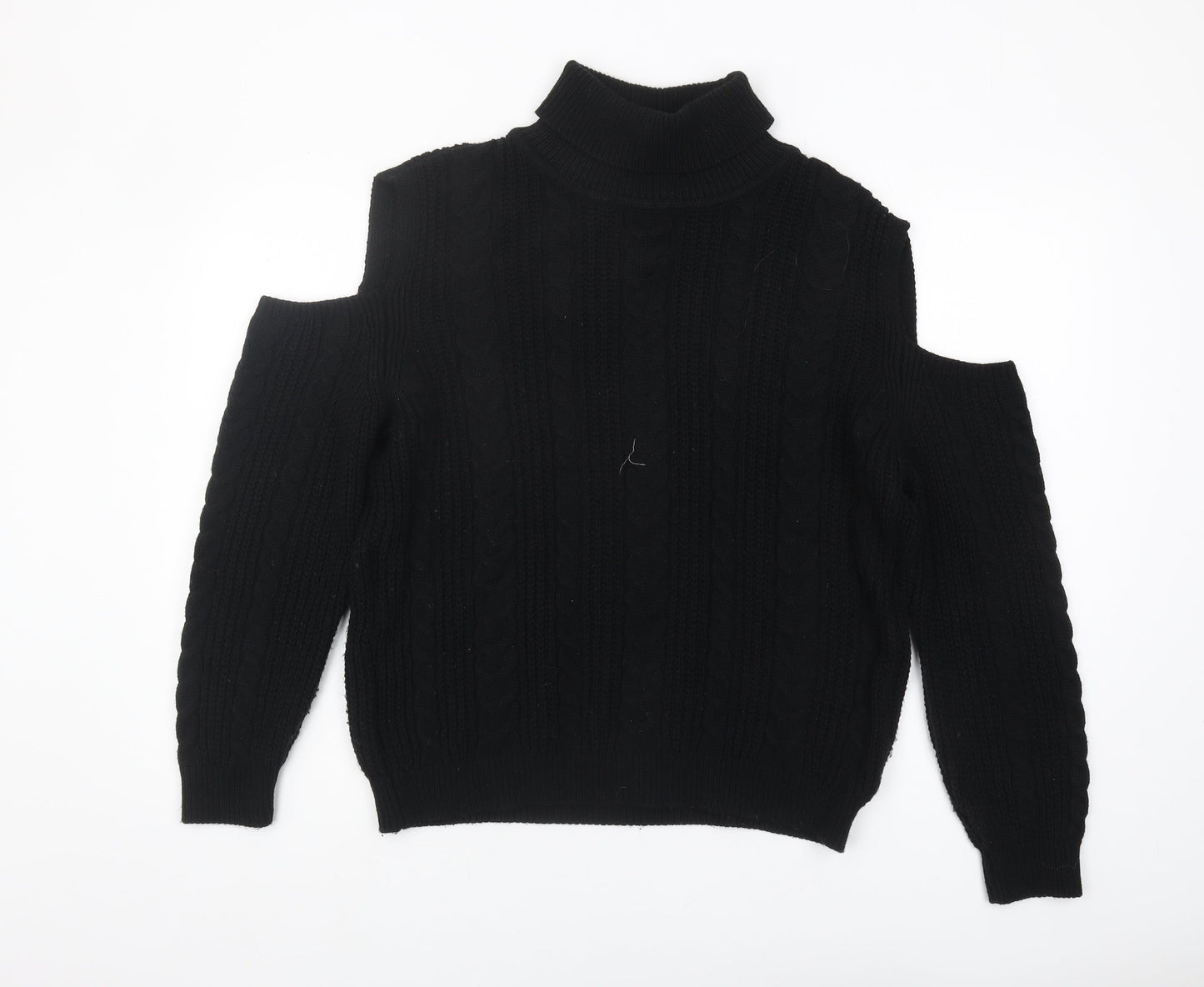 ASOS Women's Black High Neck Jumper, S, Cold Shoulder
