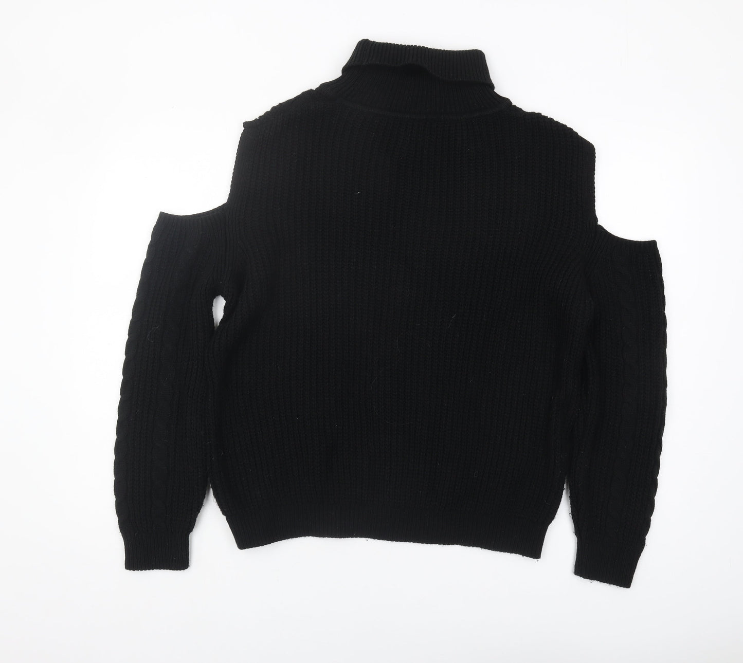 ASOS Women's Black High Neck Jumper, S, Cold Shoulder