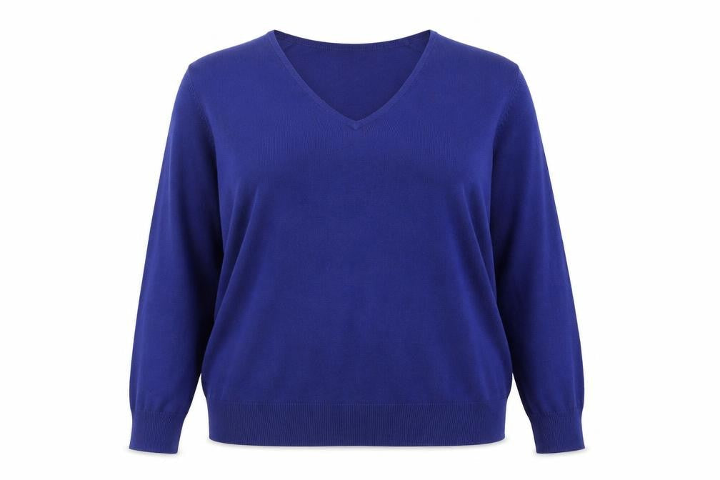Marks & Spencer Women's Blue V-Neck Pullover Jumper 18