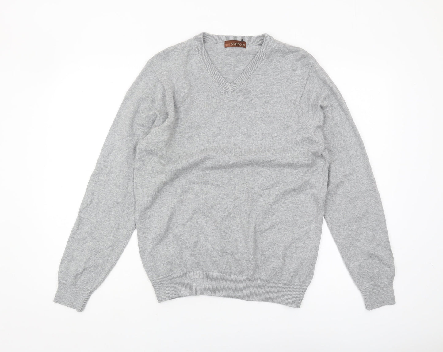 Marks and Spencer Men's Grey V-Neck Pullover Jumper S