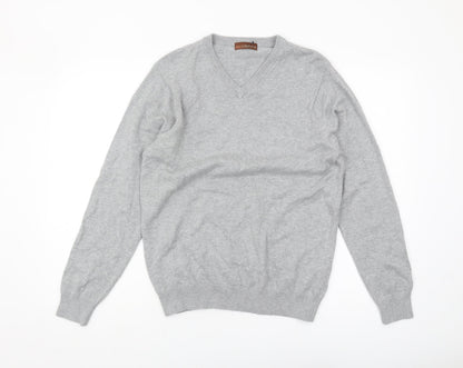 Marks & Spencer Men's Grey V-Neck Pullover Jumper S