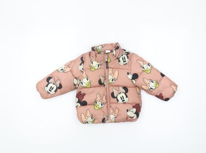 Preloved H&M Unisex Baby Minnie Mouse Puffer Jacket 9-12 Months - Front