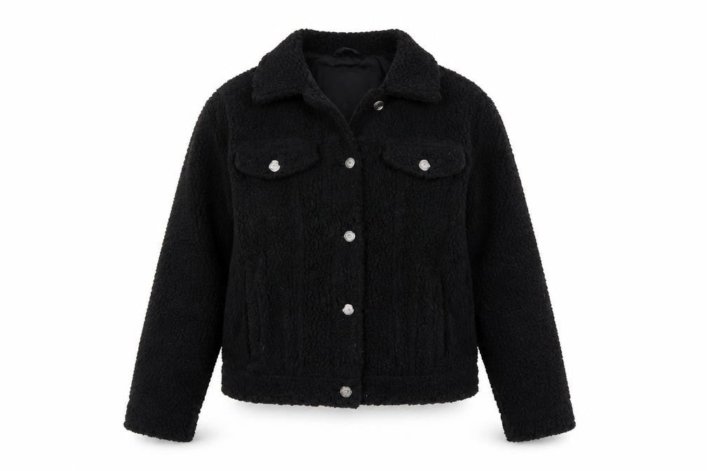 Hollister Women's Black Faux Fur Jacket S
