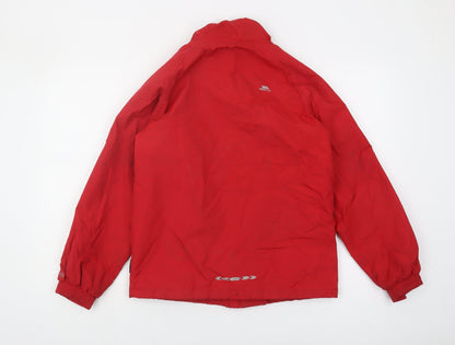 Back view of Trespass boys’ red waterproof rain coat 11 years - winter jacket