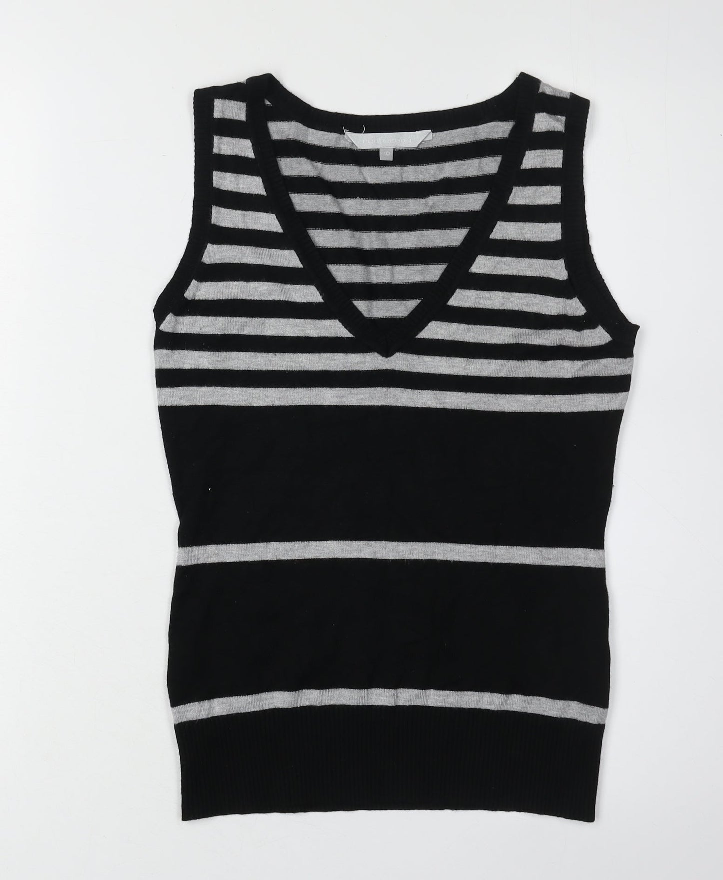 Red Herring Women's Black Striped Vest Jumper Size 10