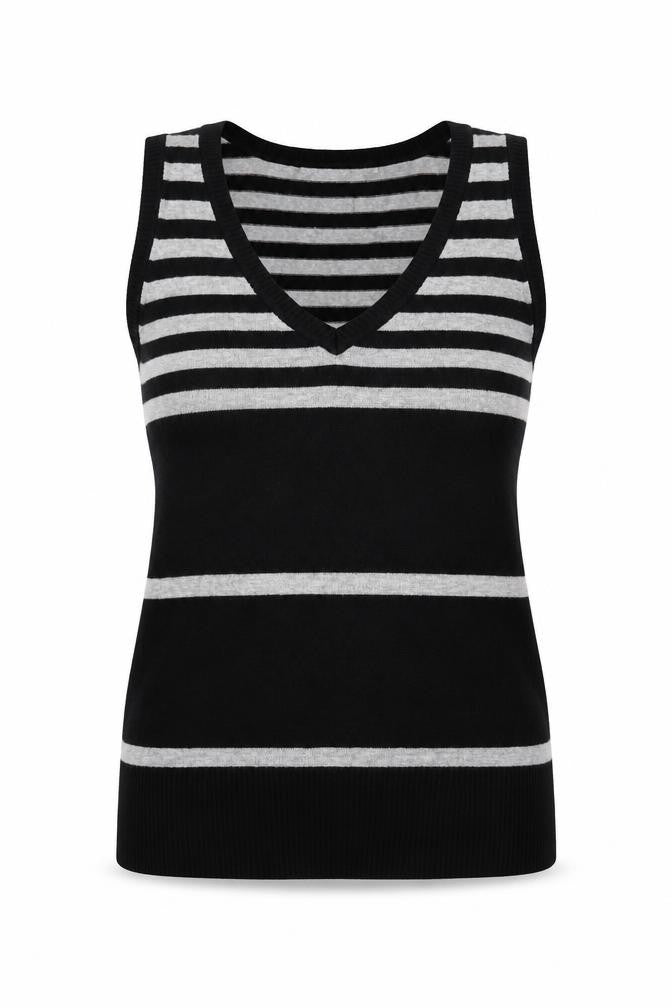 Red Herring Women's Black Striped Vest Jumper Size 10