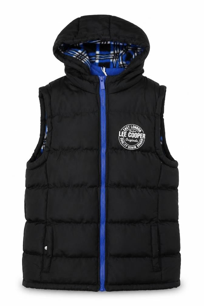 Lee Cooper Boys' Black Hooded Gilet 13 Years