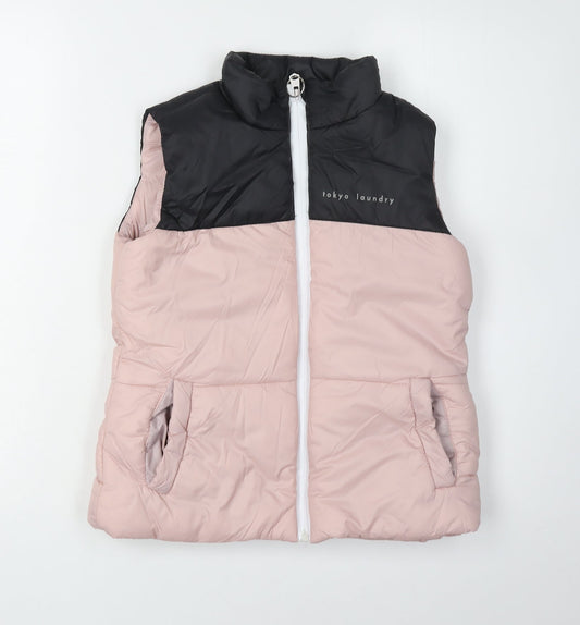 Tokyo Laundry Girls Pink Black Puffer Jacket 9-10 Years