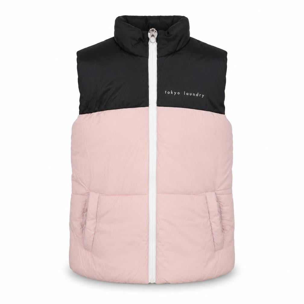 Tokyo Laundry Girls Pink Black Puffer Jacket 9-10 Years