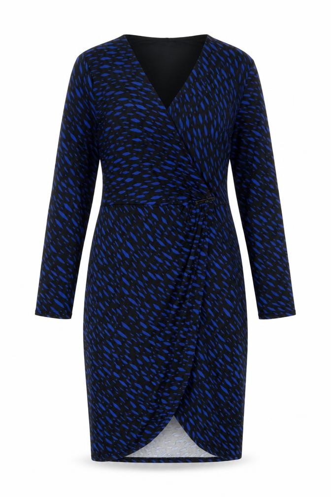 L.K. Bennett Women's Blue Black Wrap Dress Size 14
