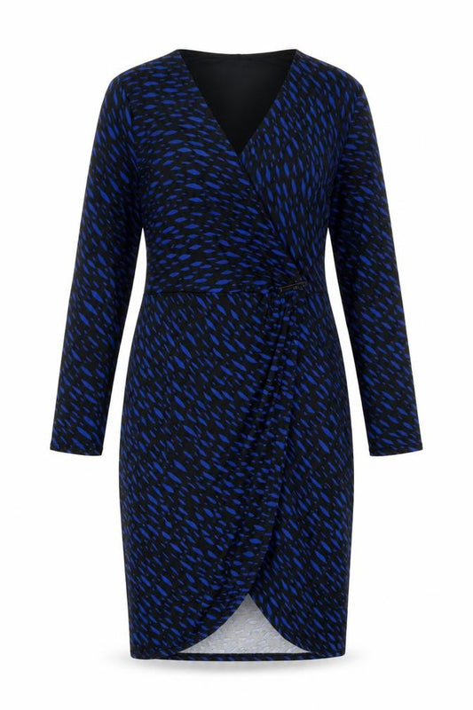 L.K. Bennett Women's Blue Black Wrap Dress Size 14