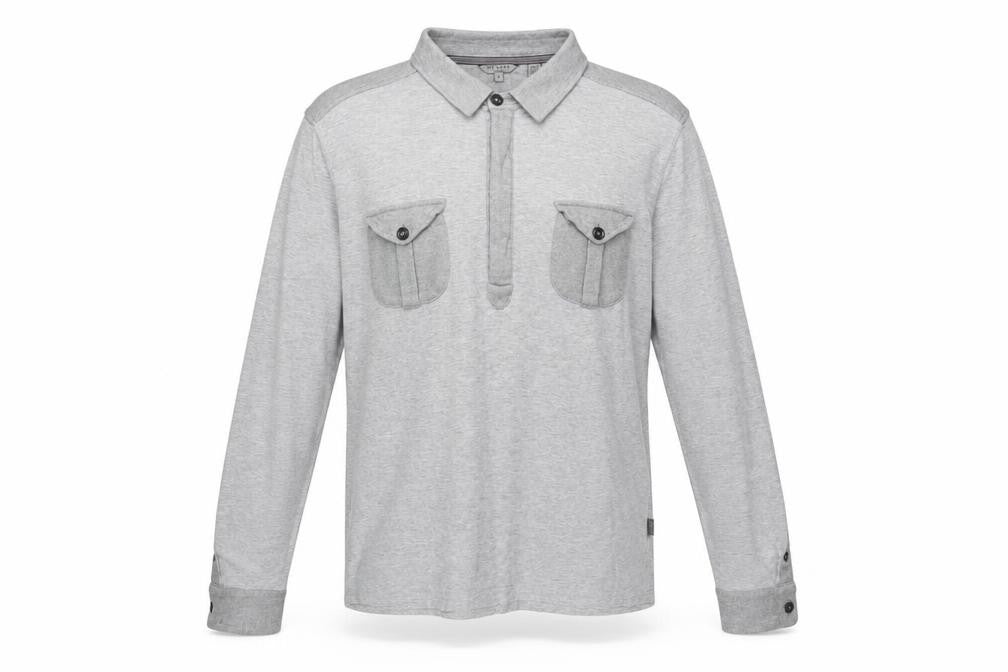 Ted Baker Men’s Grey Collared Henley Jumper - L