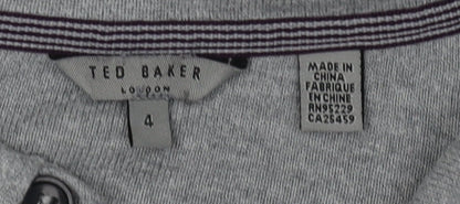 Ted Baker Men’s Grey Collared Henley Jumper - L