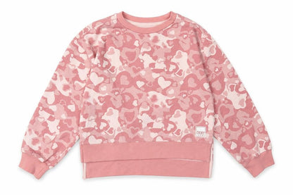 Front view of DKNY girls’ pink heart sweatshirt -, size S, casual style